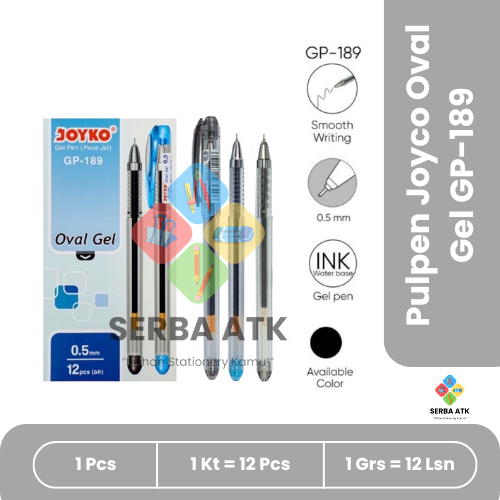 

[12 pcs] Pen/Pulpen/Ballpoint cair Joyco Oval Gel GP-189 0,5mm warna hitam
