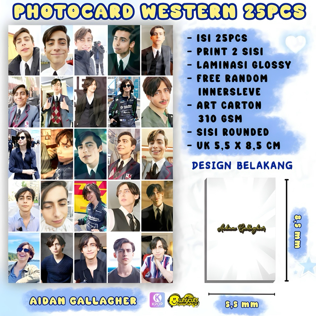 (25PCS)PC Photocard pemain stranger things Aidan gallagher Louis Partridge Finn wolfhard print 2 sis