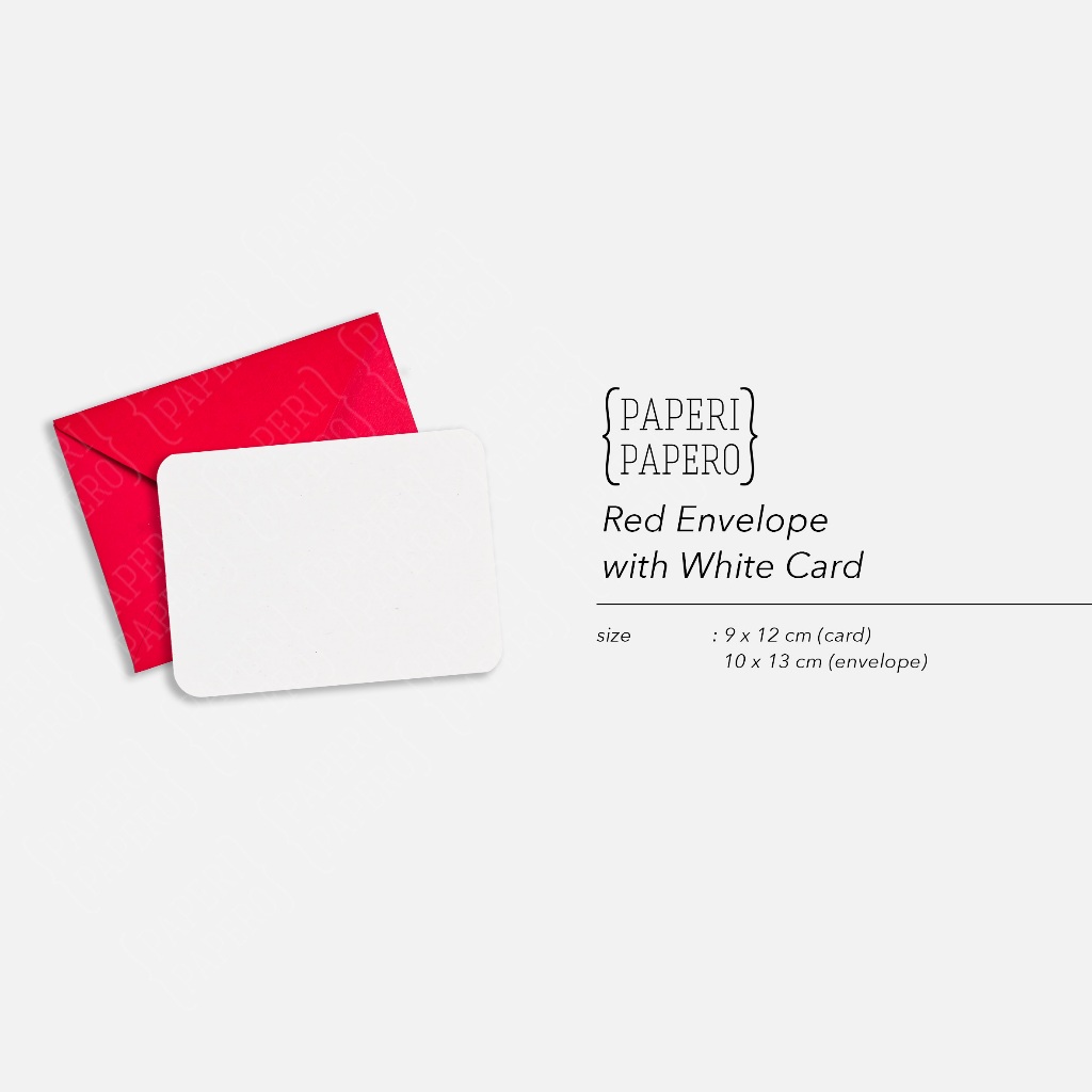 

Red Envelope w/ White Card (5 pcs) - Amplop Merah dengan Kartu Putih Polos Impor Paper Fancy