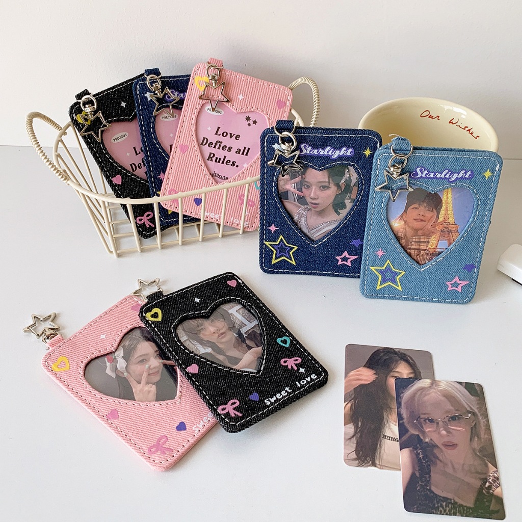 

Gantungan Card Holder PVC Photocard photo/Creative Denim Photo Card Holder/ PC Holder Bus Card ID