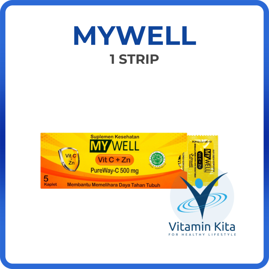 MYWELL VITAMIN C+Zn PUREWAY 500MG 1 STRIP ISI 5 KAPLET
