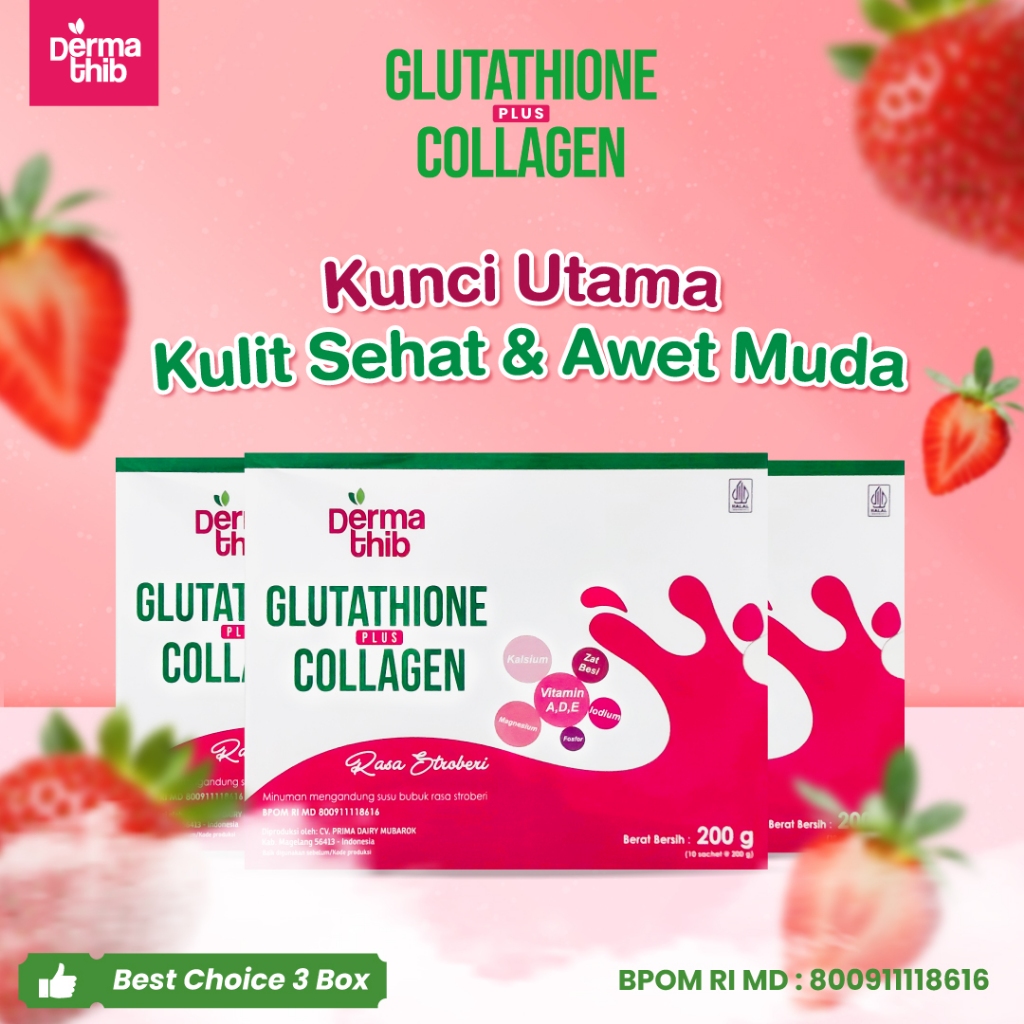 Dermathib Collagen Drink Plus Glutatione Suplemen Pemutih Badan Kulit Cerah Anti Aging Anti Acne