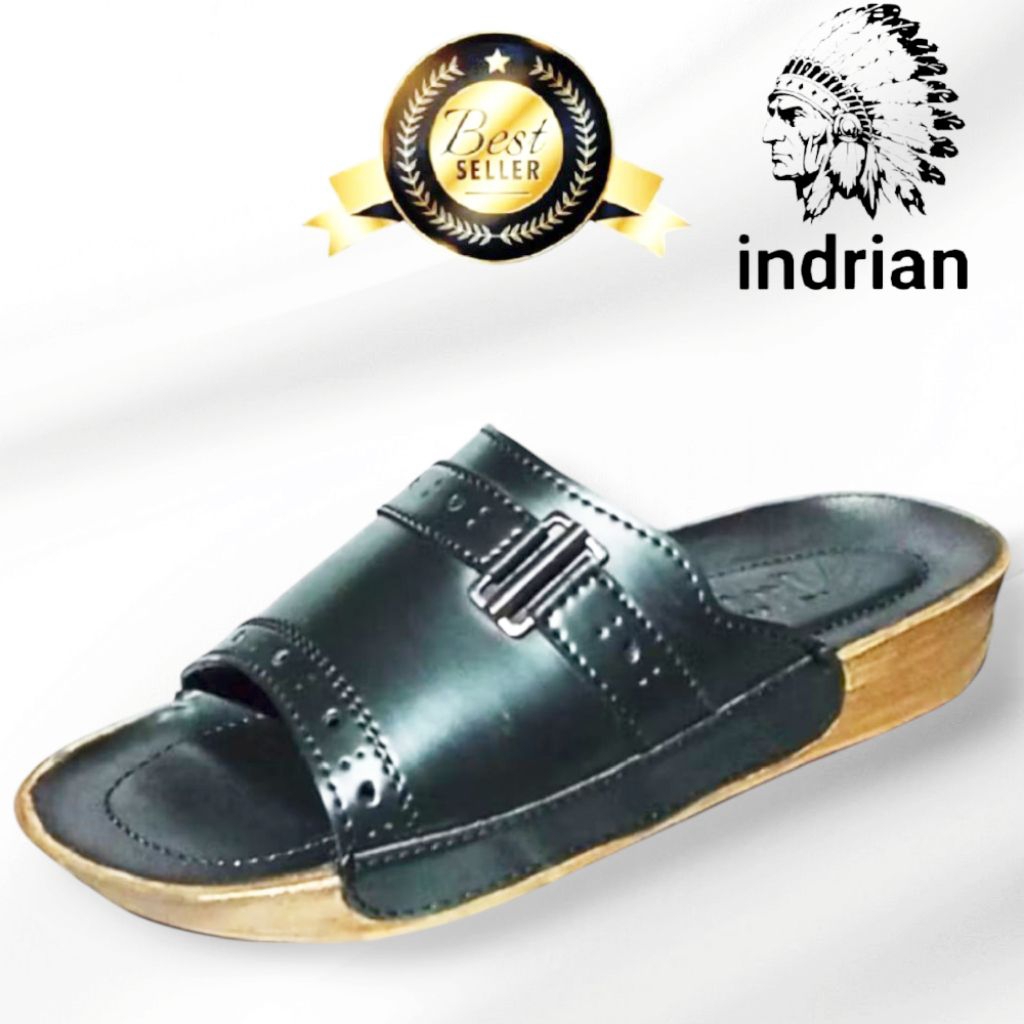 Sandal kulit Indrian black 405 original/sandal kulit indrian/sandal kulit/sandal slop indrian/sandal