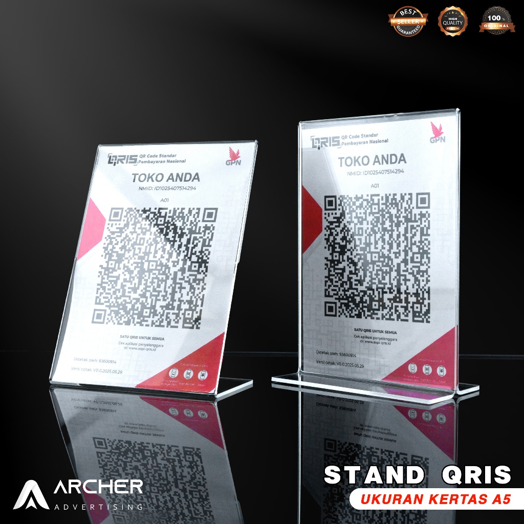 

STAND QRIS AKRILIK TENT HOLDER A5 DISPLAY MENU A5 POTRAIT
