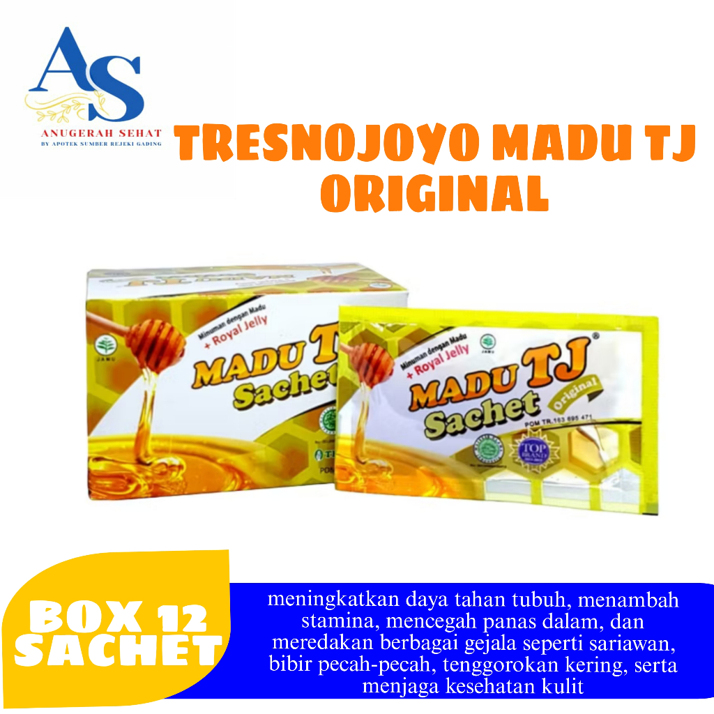 

Madu TJ Sachet Rasa Original | Madu Plus Royal Jeely Tresno Joyo Per Box 12 Sachet