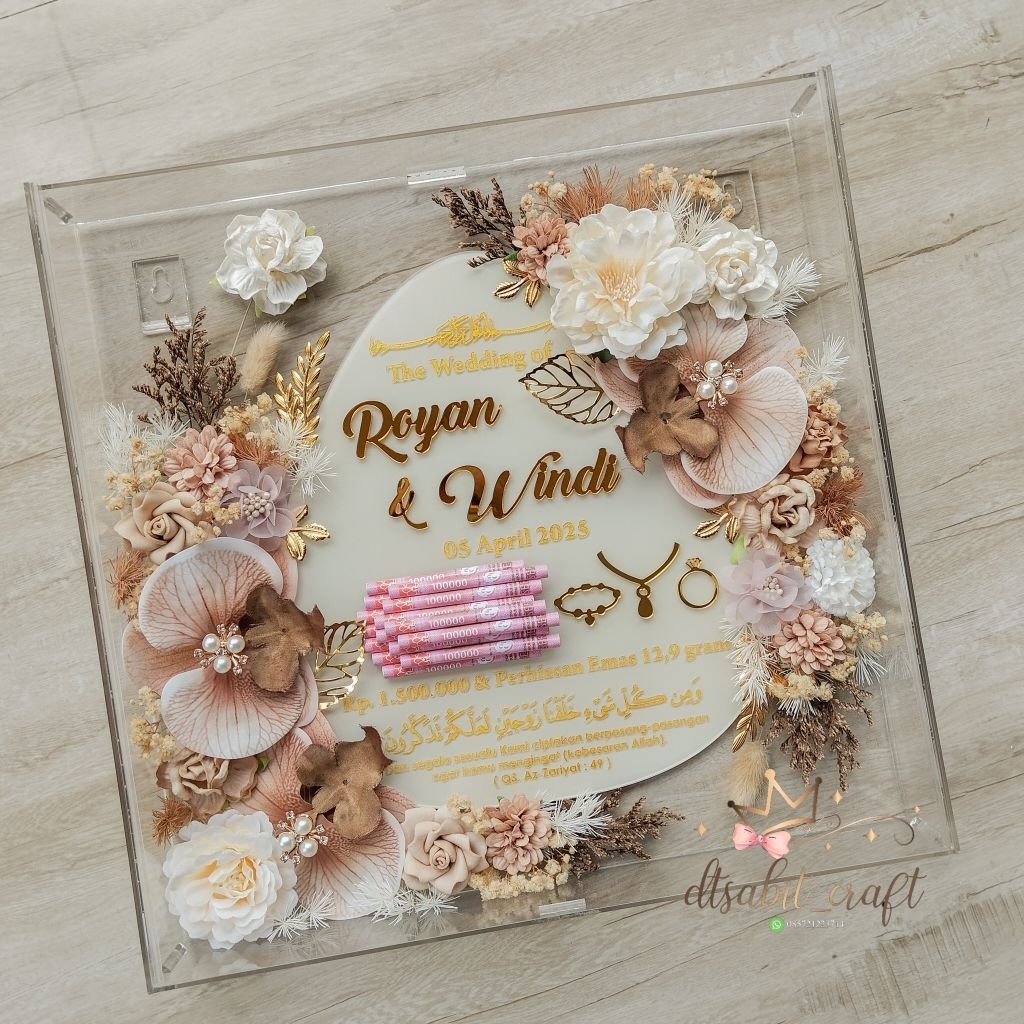 mahar akrilik/mahar kekinian/mahar cantik/ mahar 30×30 / frame mahar viral