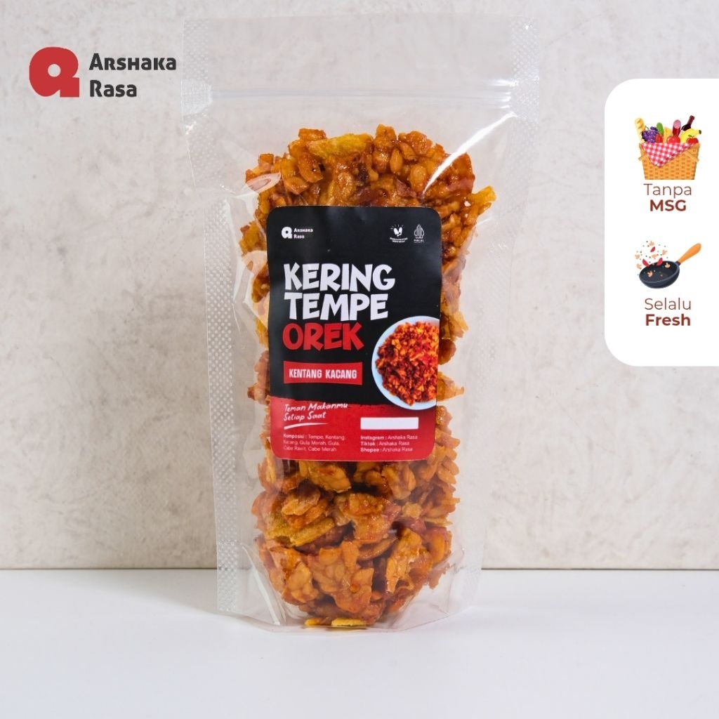 

Kering Tempe Orek Tempe Pedas Manis - Tanpa Bahan Pengawet Halal 100g Arshaka Rasa