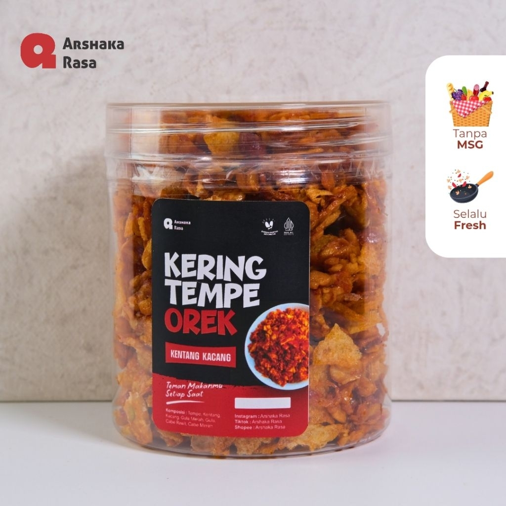 

Kering Tempe Orek Tempe Pedas Manis - Tanpa Bahan Pengawet Halal 250g Arshaka Rasa