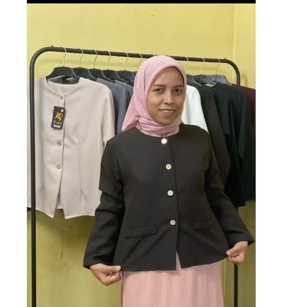 Blazer wanita hijab model kekinian/atasan lengan panjang/blouse wanita