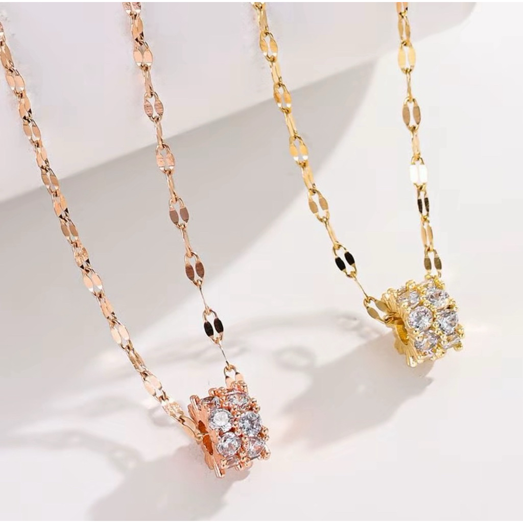 Kalung Manik Bunga Kristal Elegan – Rantai Korea Simple