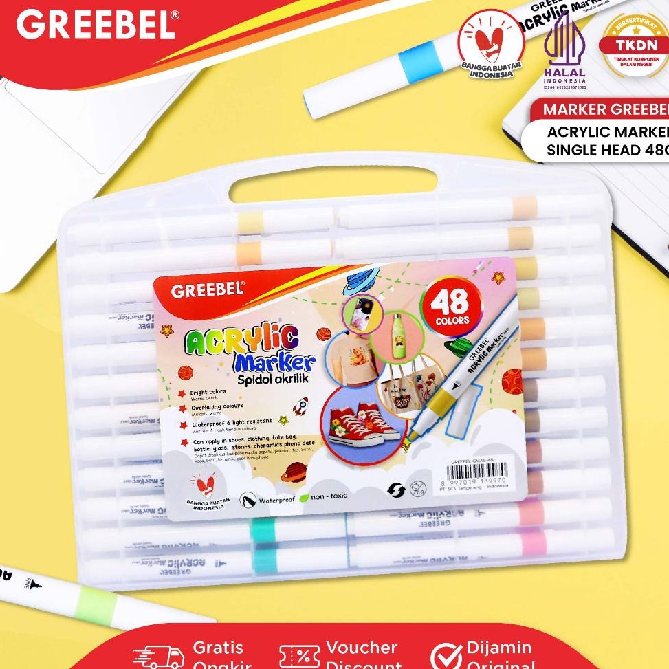 

KODE X34X GREEBEL Spidol Warna Warni 1 Set Spidol Marker Acrylic Single Head 48 Warna Spidol Warna Sketch Marker Spidol Set