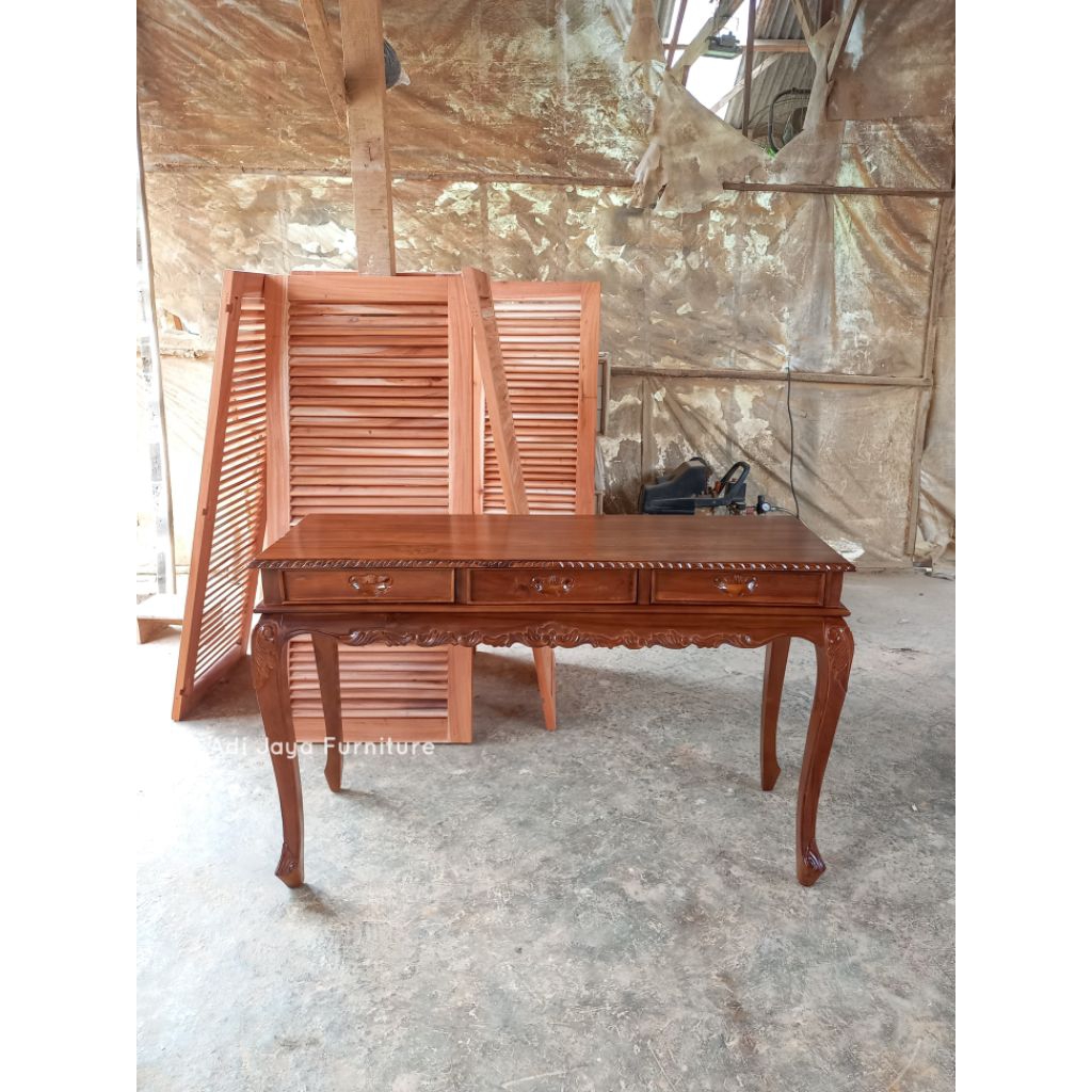 meja konsul ukir jati meja konsol klasik meja 3 laci kayu jati