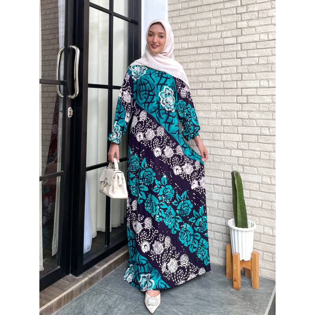 Gamis Katun Rayon Batik Cap Malam Hitam Manis Premium Busui Friendly| Dress Noor BATIK SAENIKI
