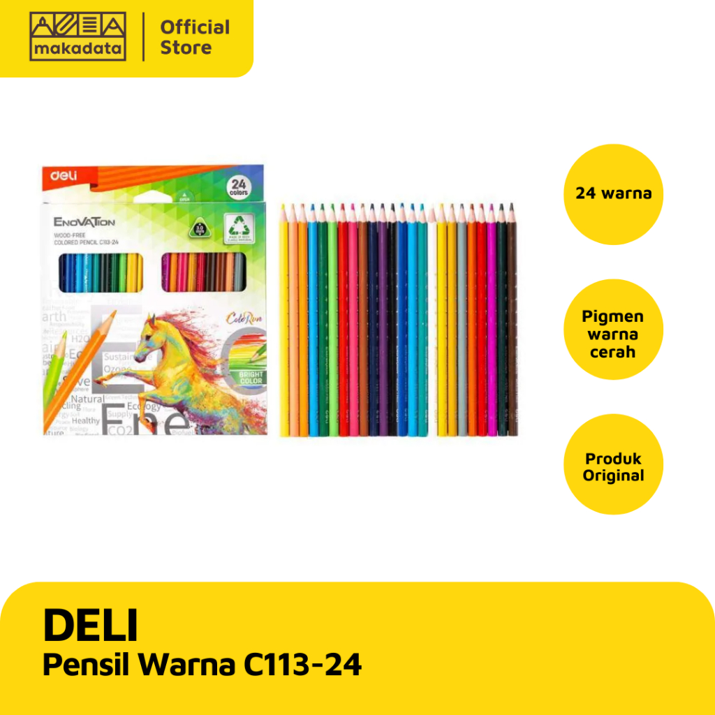 

PENSIL WARNA / COLOUR PENCIL DELI 24 WARNA C113-24 (1 PCS) MURAH