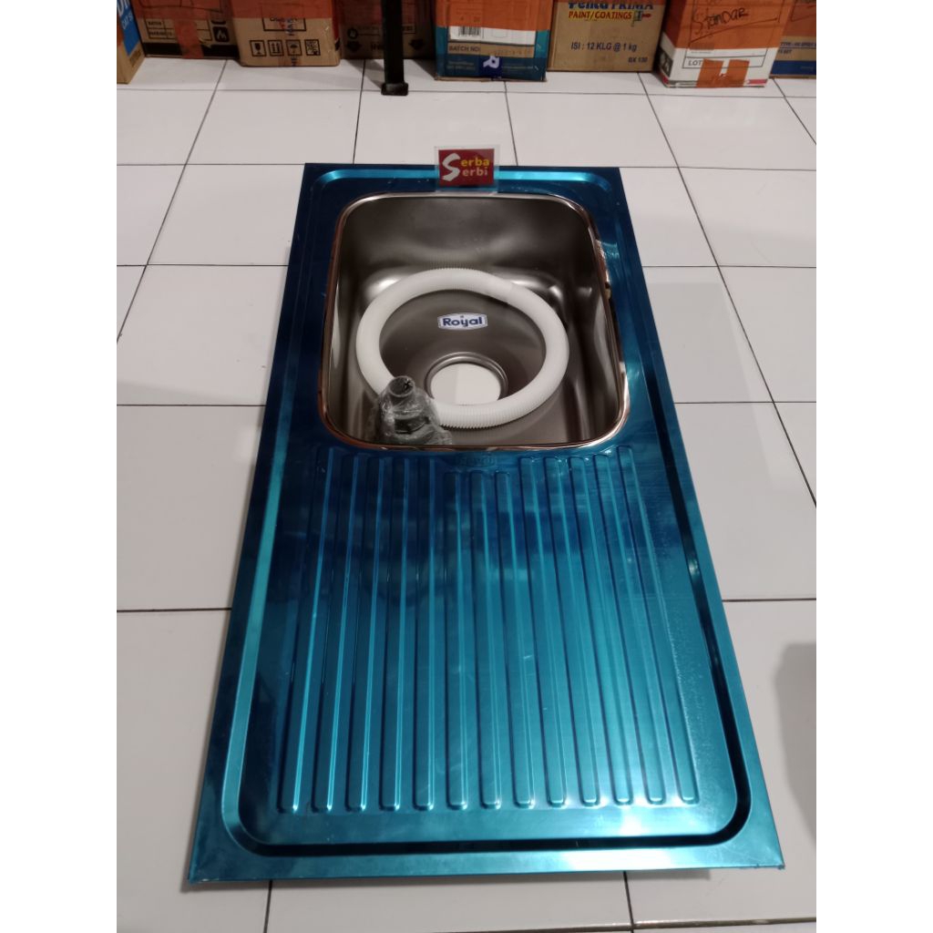 *SB38 ROYAL BCP 1LUBANG SAYAP*Bak cuci piring wastafel dapur stainless+avur pvc