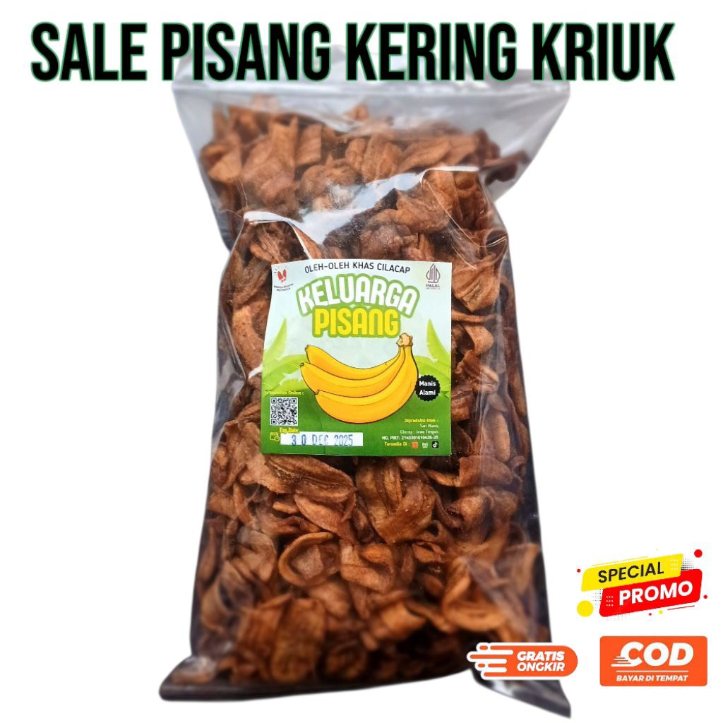 

Sale pisang kering kriuk manis alami pisang madu keripik pisang manis coklat (SALE KRIUK)