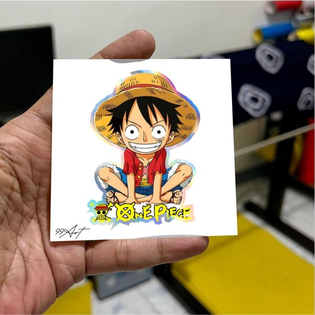 

stiker, anime, one piece, luffi, anime, stiker reflektive nyala dan hologram