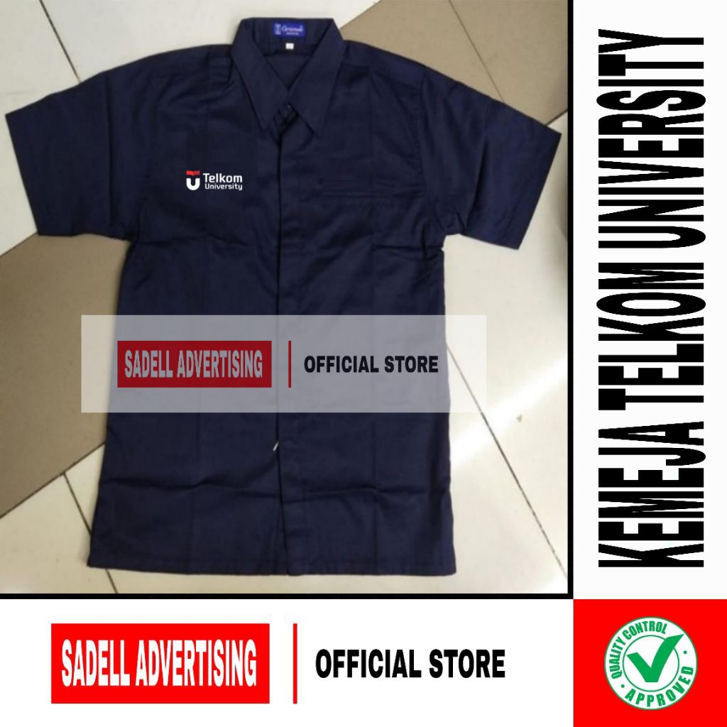 Kemeja Telkom University Seragam Telkom University Navy Lengan Pendek Pria Bordir