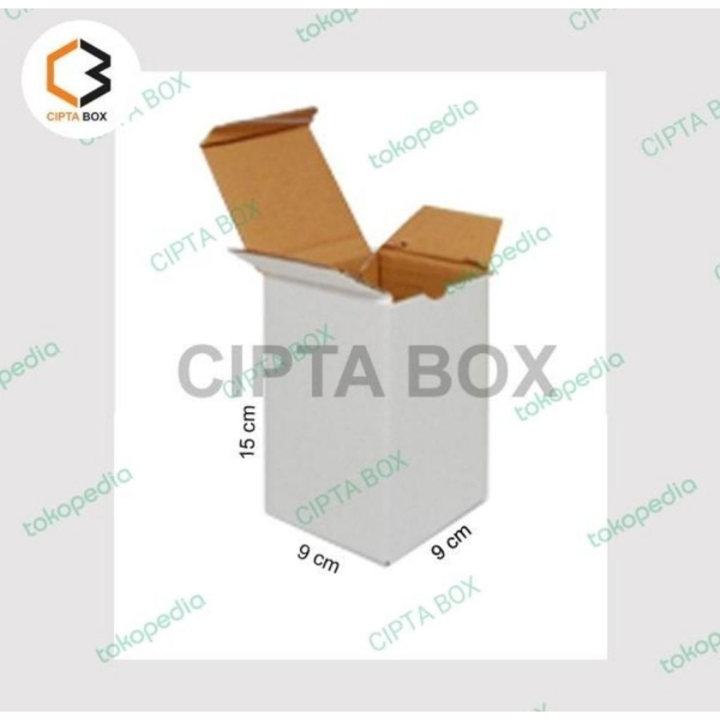 

kardus, dus diecut size 9x9x15 cm putih