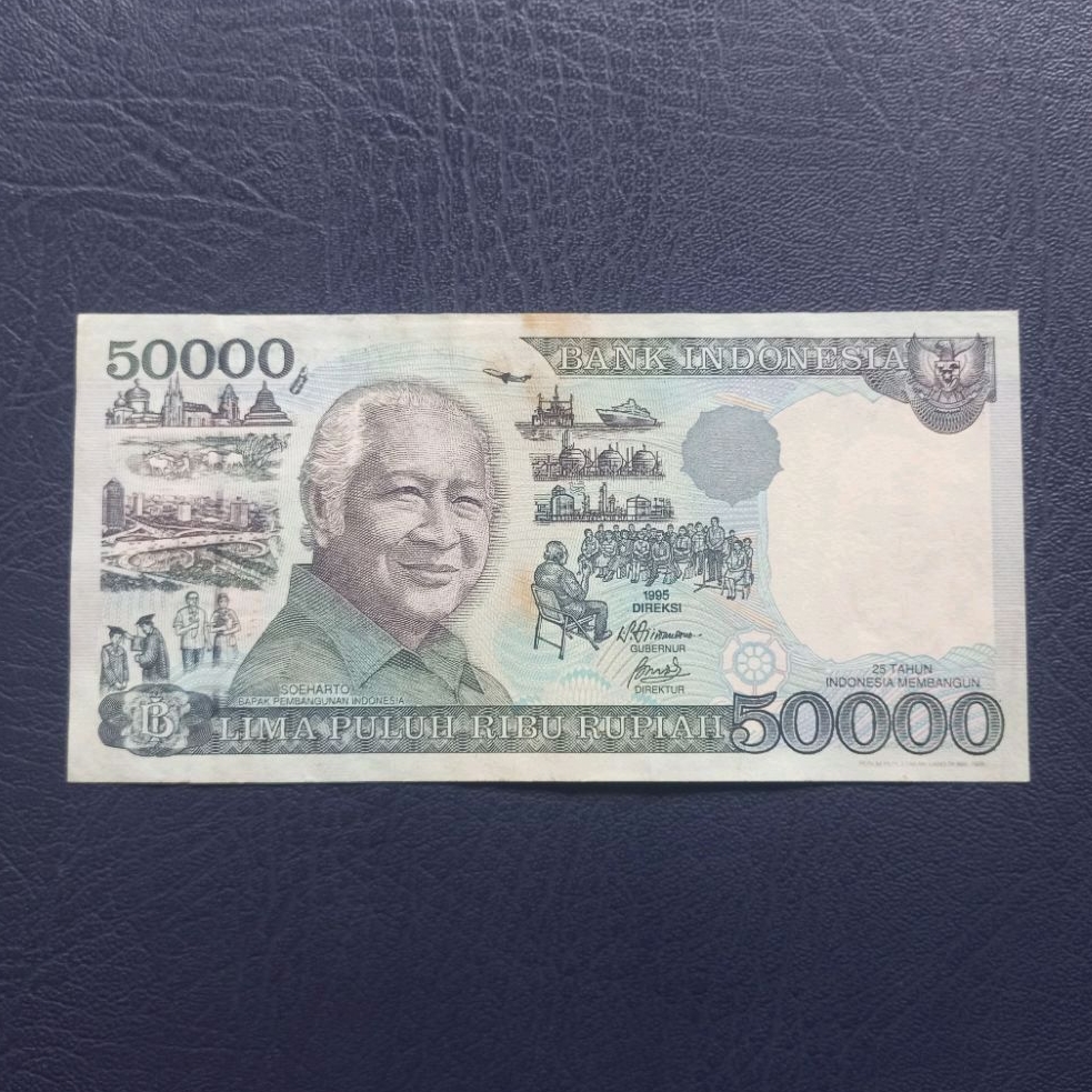 Uang Kertas Kuno 50000 Rupiah Soeharto tahun 1995