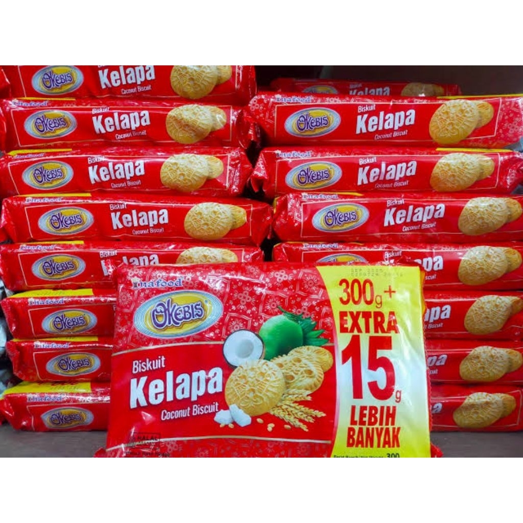 

Okebis Biskuit Kelapa 300gr + ekstra 15gr | Indofood Okebis Biskuit Kelapa | Biskuit Kelapa Okebis | Murah Meriah