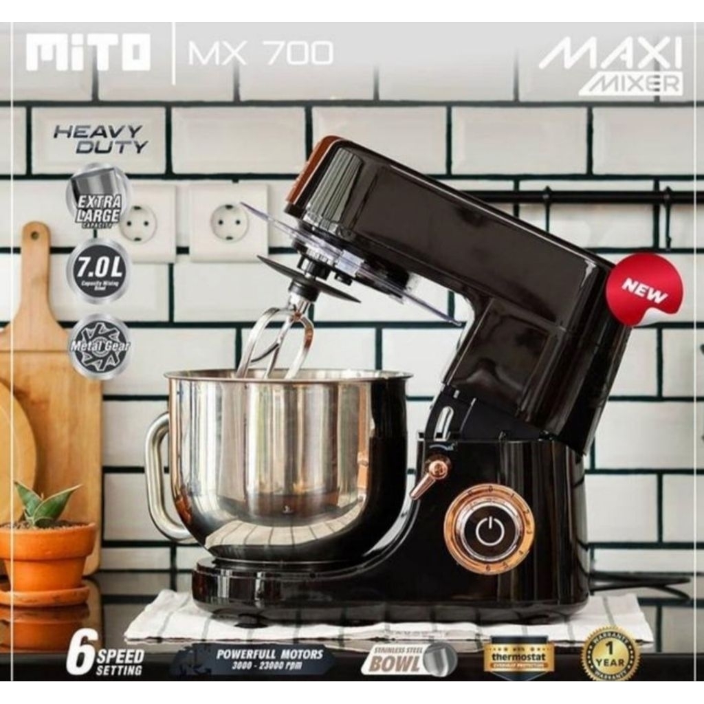 MITO STAND MIXER HEAVY DUTY 7 LITER METAL GEAR MX-700 HITAM