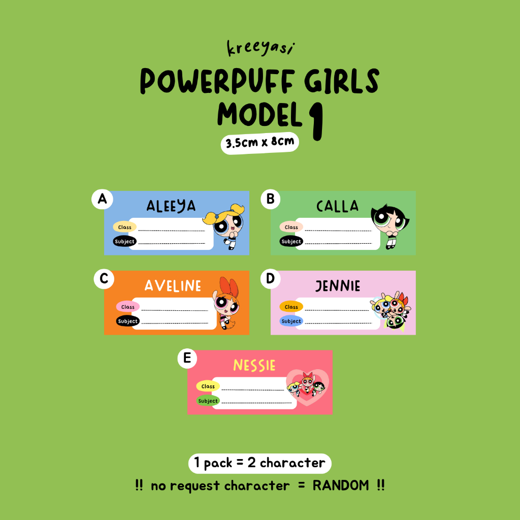 

20pcs POWERPUFF GIRLS - Stiker Label Buku - Kreeyasi x Stikoo