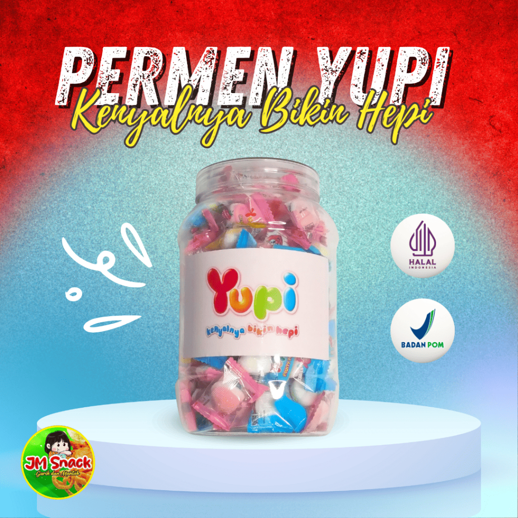 

Permen Yupi 340gr Yupi Mix Varian Permen Gummy Kemasan Toples by JM Snack