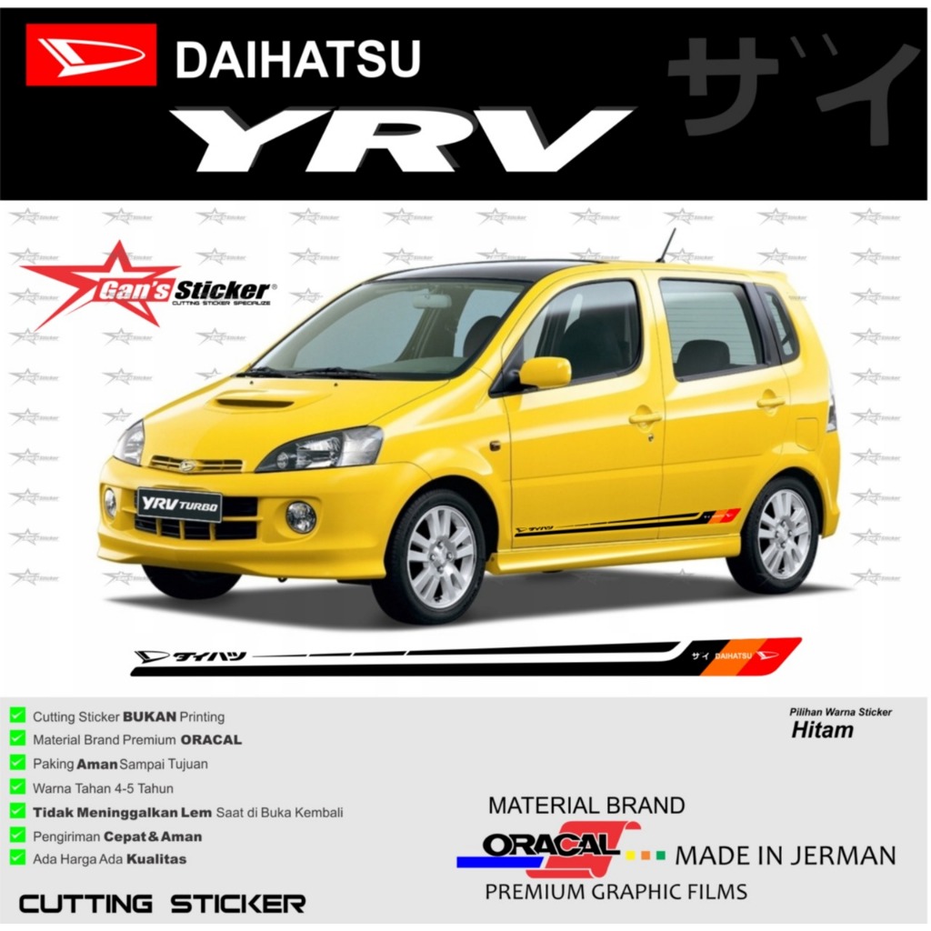 Sticker Daihatsu YRV Aksesoris Eksterior Mobil Daihatsu YRV
