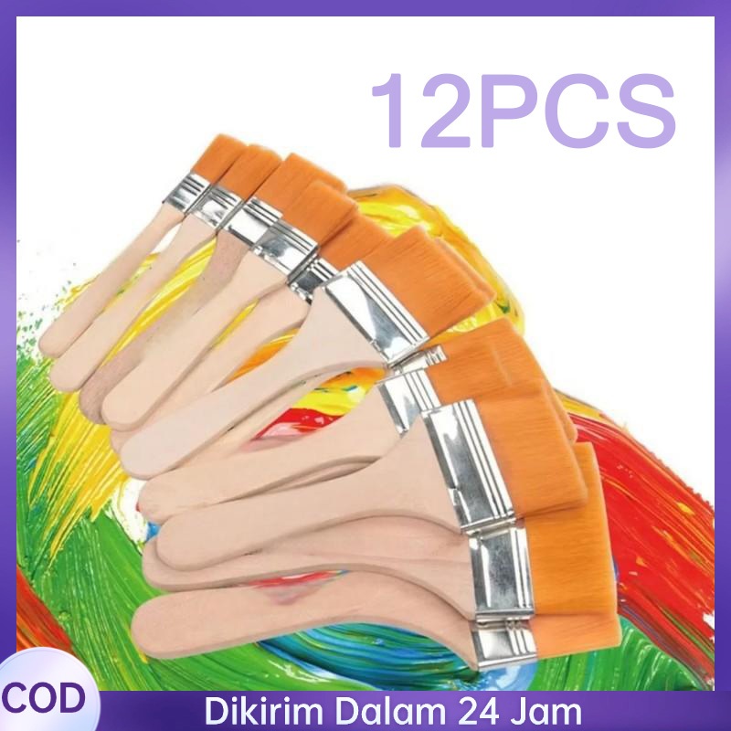 

12pcs/Set Kuas Nilon Kuas Bulu Nylon Sikat Nylonsikat Nilon Tidak Mudah Berkarat Flat Painting Brush Sikat Pelat Nilon