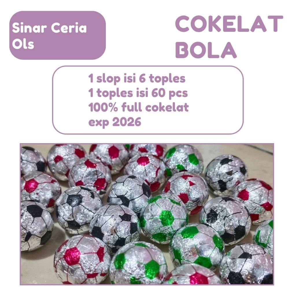 

COKELAT BOLA 1 SLOP ISI 6 TOPLES