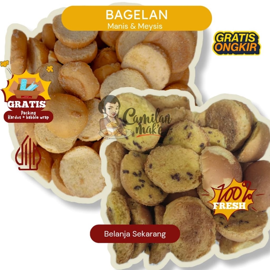 

BAGELAN | CAMILAN MAK'E | KUE KERING GOSYEN | ROTI KERING | BOLU KERING | CEMILAN KERING | JAJANAN KUE | SNACK KILOAN