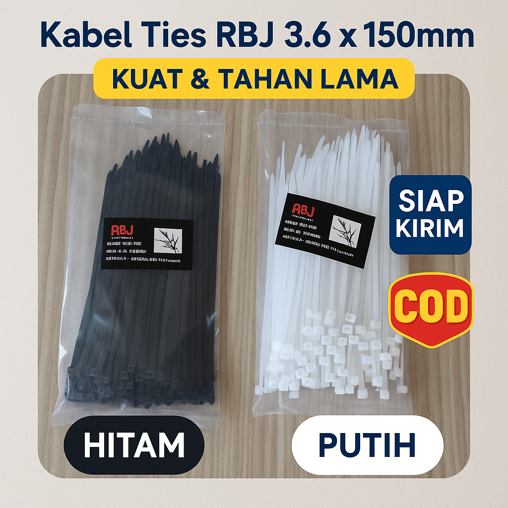 

Kabel Ties RBJ 3.6 x 150mm | Cable Ties Hitam & Putih - Kuat & Tahan Lama