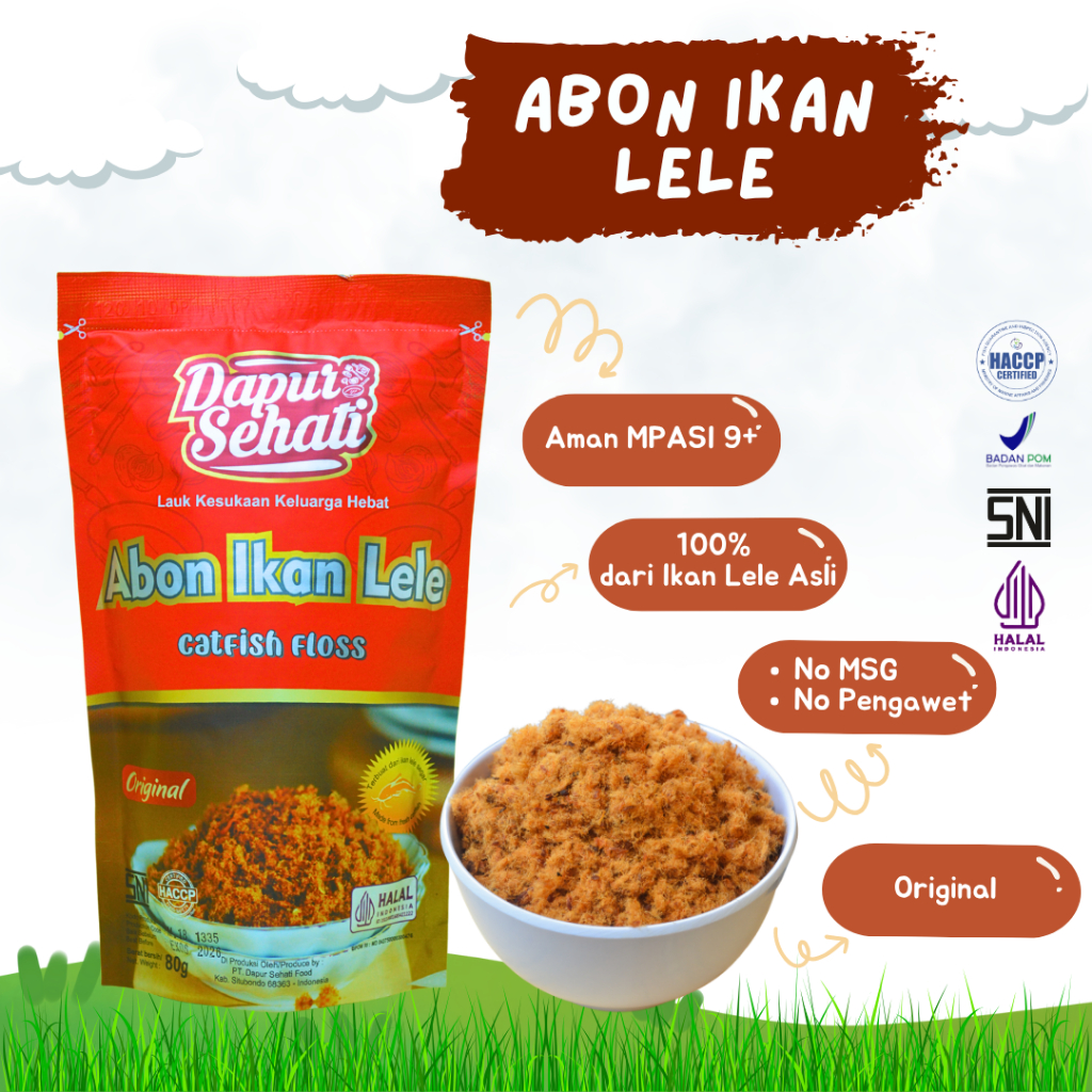 

Abon Ikan Lele PREMIUM Dapur Sehati Non MSG Non Pengawet Aman Mpasi 12 Bulan Keatas Tekstur Halus