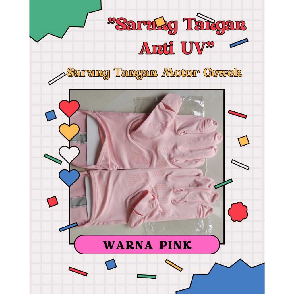 PINK Sarung Tangan Anti UV Motor Wanita | Sarung Tangan Motor Upf50 | Sarung Tangan Motor Panjang