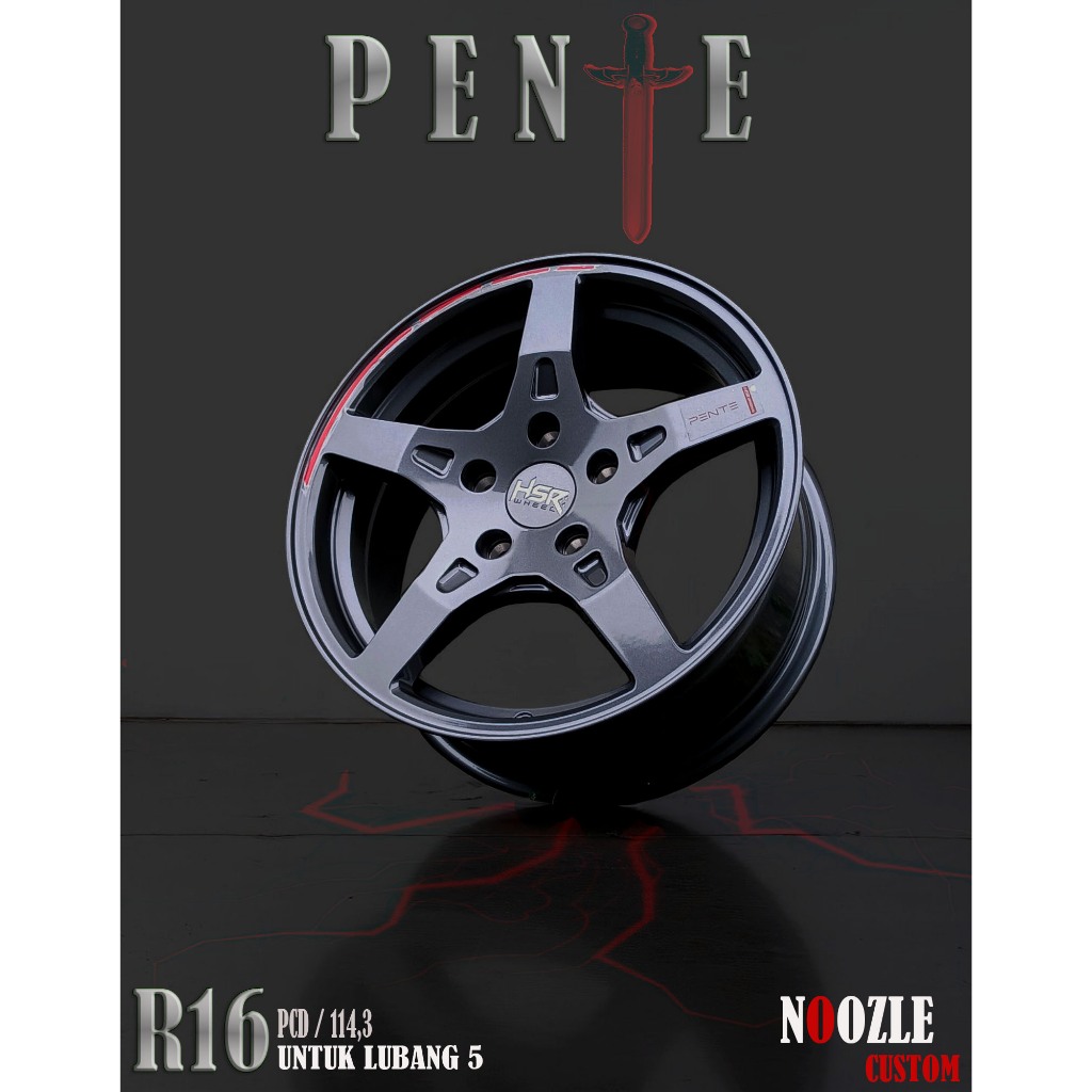 Velg Racing Palang 5 Ring 16 Lubang 5 HSR Pente R16 Untuk Mobil Ertiga Innova Brv