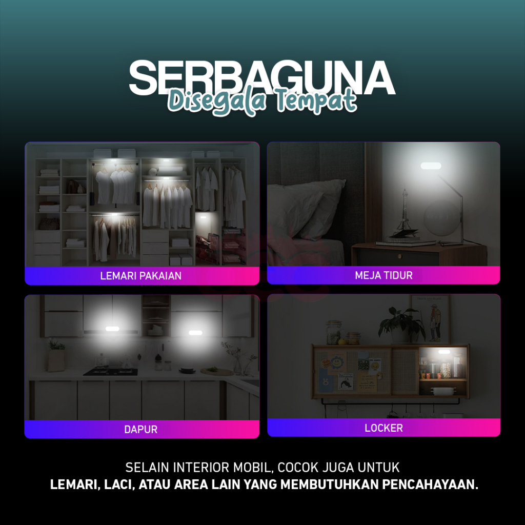 READY [BEC] Lampu LED Interior Mobil Touch Sensor Car Interior Touch Light Lampu LED Interior Mobil