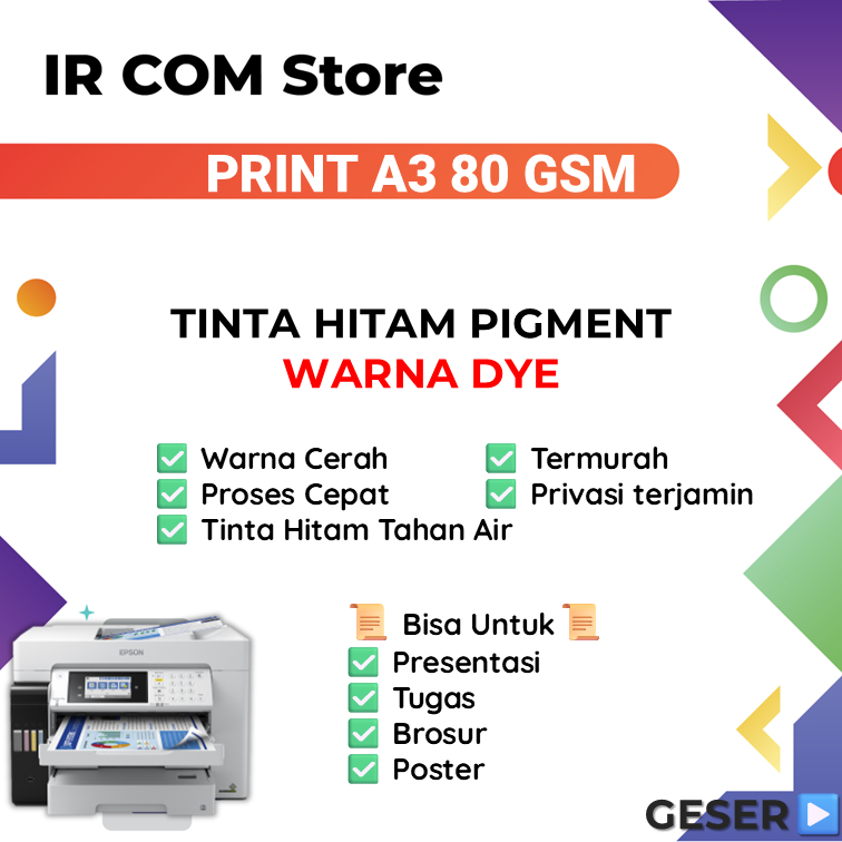 

Print HVS A3 80 gsm Murah