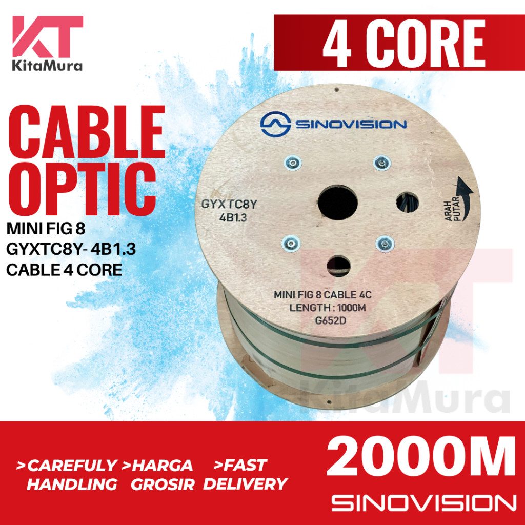 Kabel FO Mini Fig8 Panjang 2000M 2 Core 4 Core 6 Core Sinovision