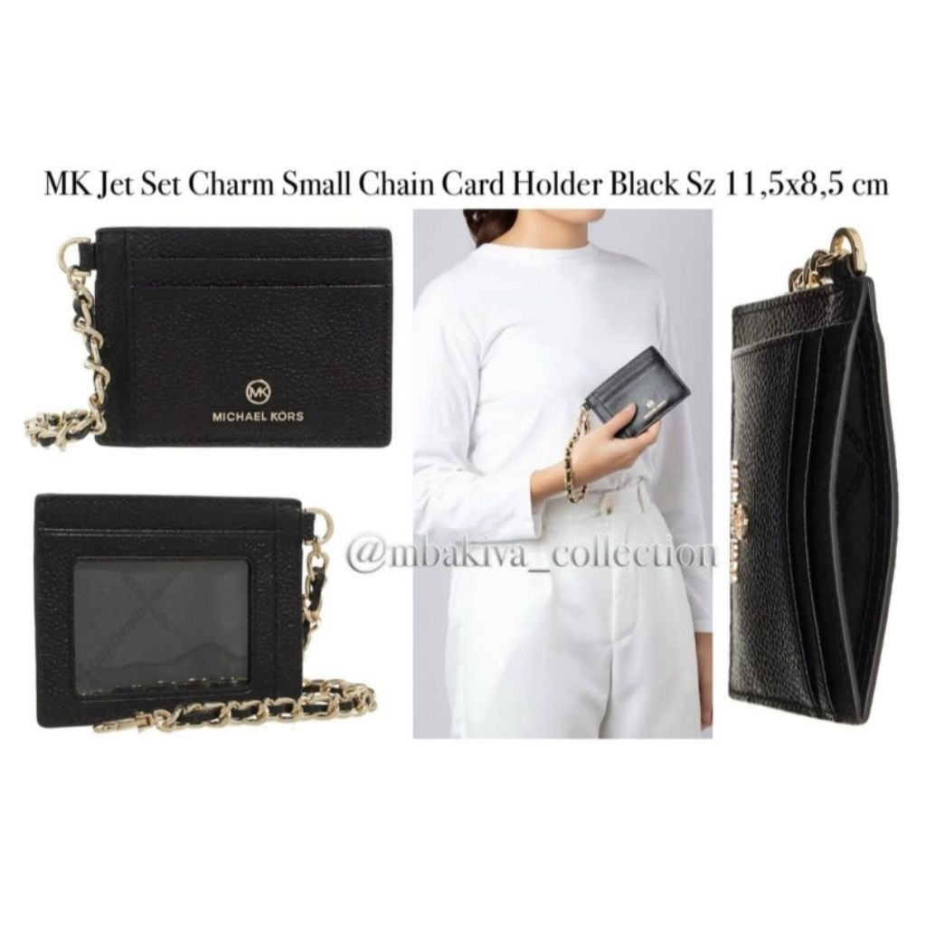 MK Jet Set Charm Small Chain Card Holder Black