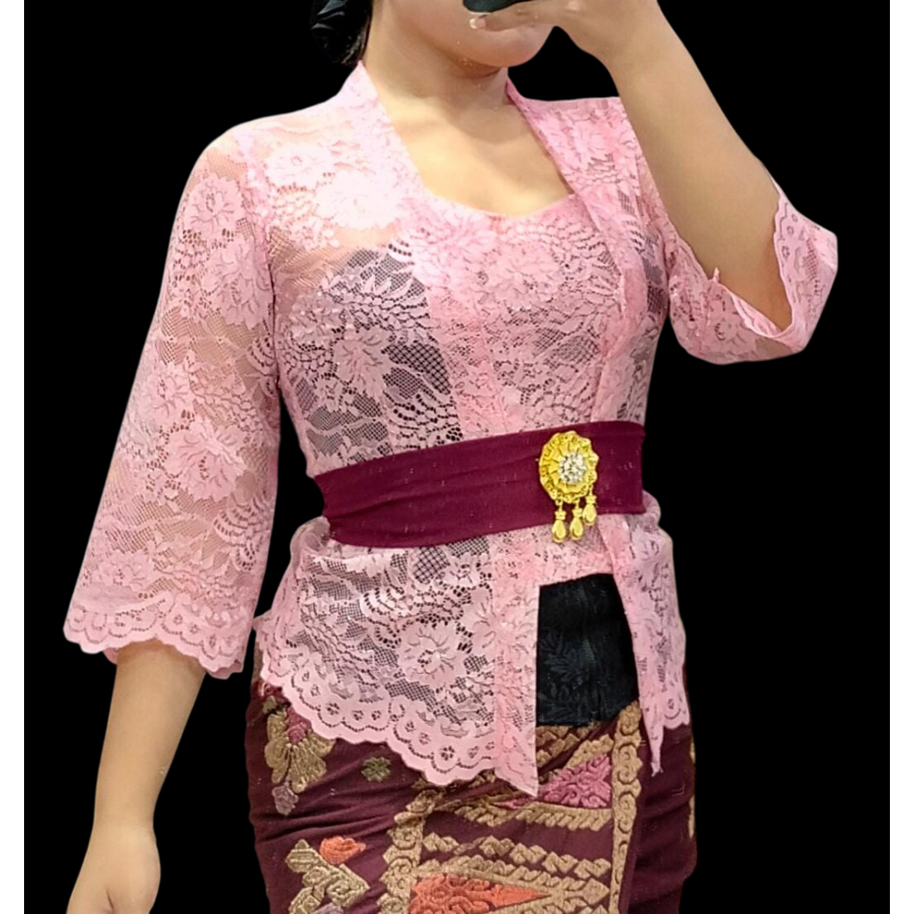 PROMO HARGA TERMURAH Kebaya Brokat Gliter, Model Bet/Kutu Baru, Lengan Lonceng, Pakaian Atasan Wanit