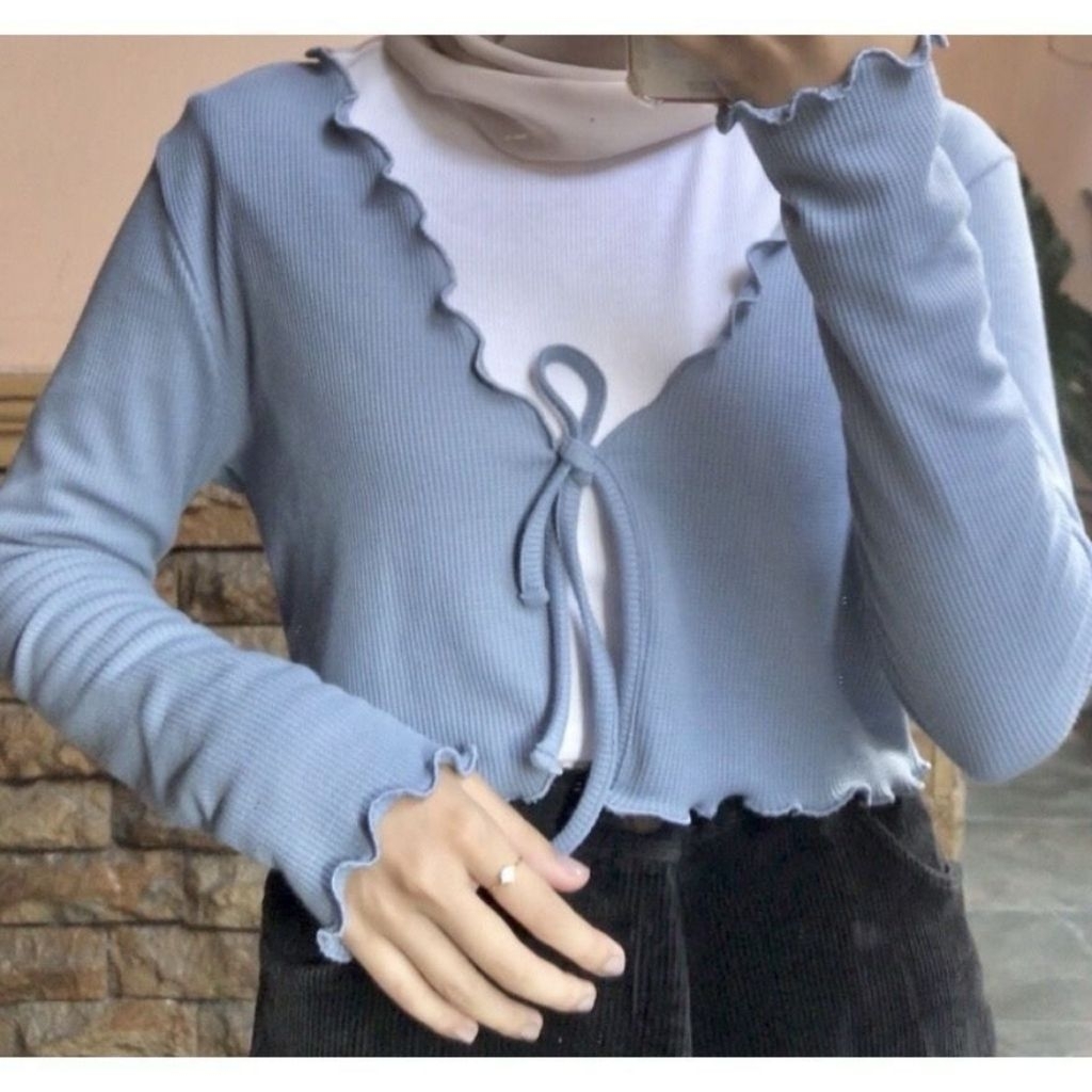 Cardi CropTop Knit Rib Tali | Cardi Ceyoon Tali Ceyon Cardi CropTop Cardi Rib Tali