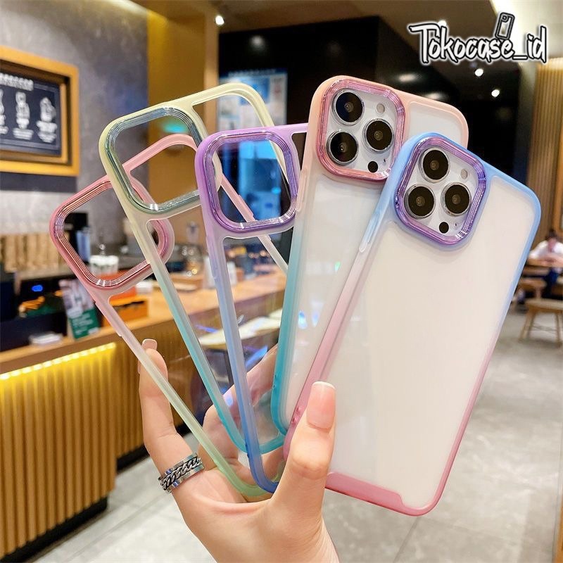 Rci057 Case Casing Handphone Shockproof Rainbow Gradasi Compatible Iphone 7 8 7+ 8+ X Xs Xr 11 12 13