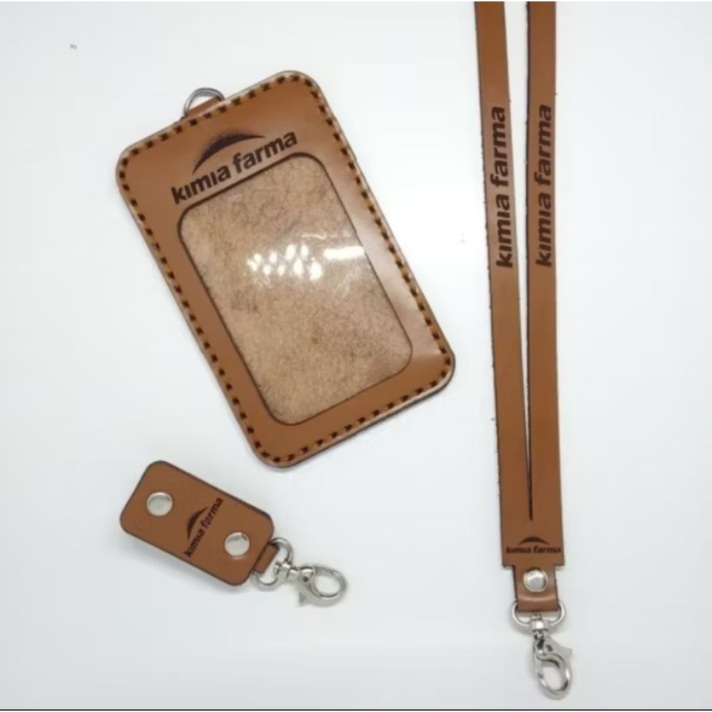 

Nametag ID Card Holder Leather termurah Berkualitas PU Leather Lanyard Nametag ID Card