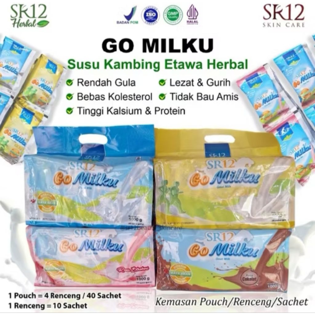 

GOMILKU SR12 SUSU KAMBING ETAWA PREMIUM UKURAN SACHET RENTENGAN POUCH BAG ISI 40 - GOMILKU GOLD SUSU KAMBING ETAWA