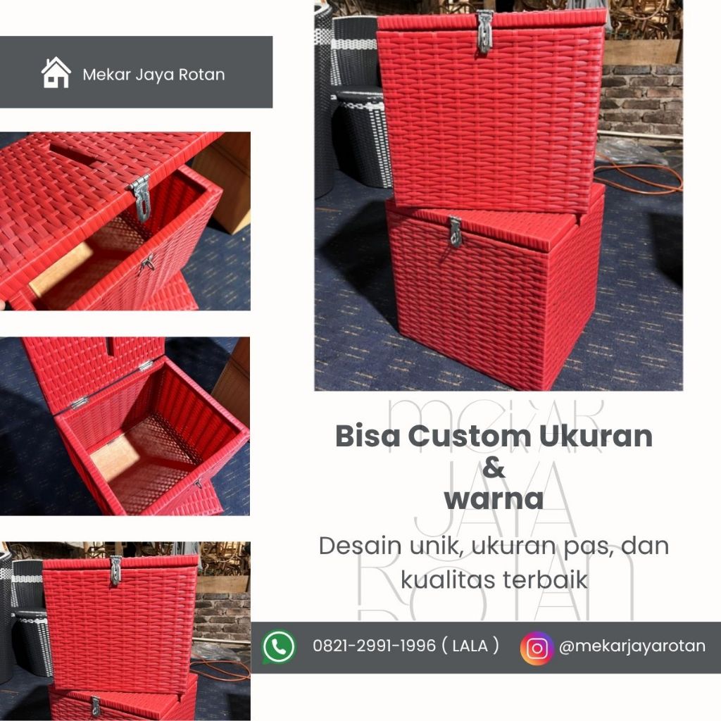 Mekar jaya rotan box rotan/ Keranjang anyaman rotan sintetis/ tempat penyimpanan box serbaguna