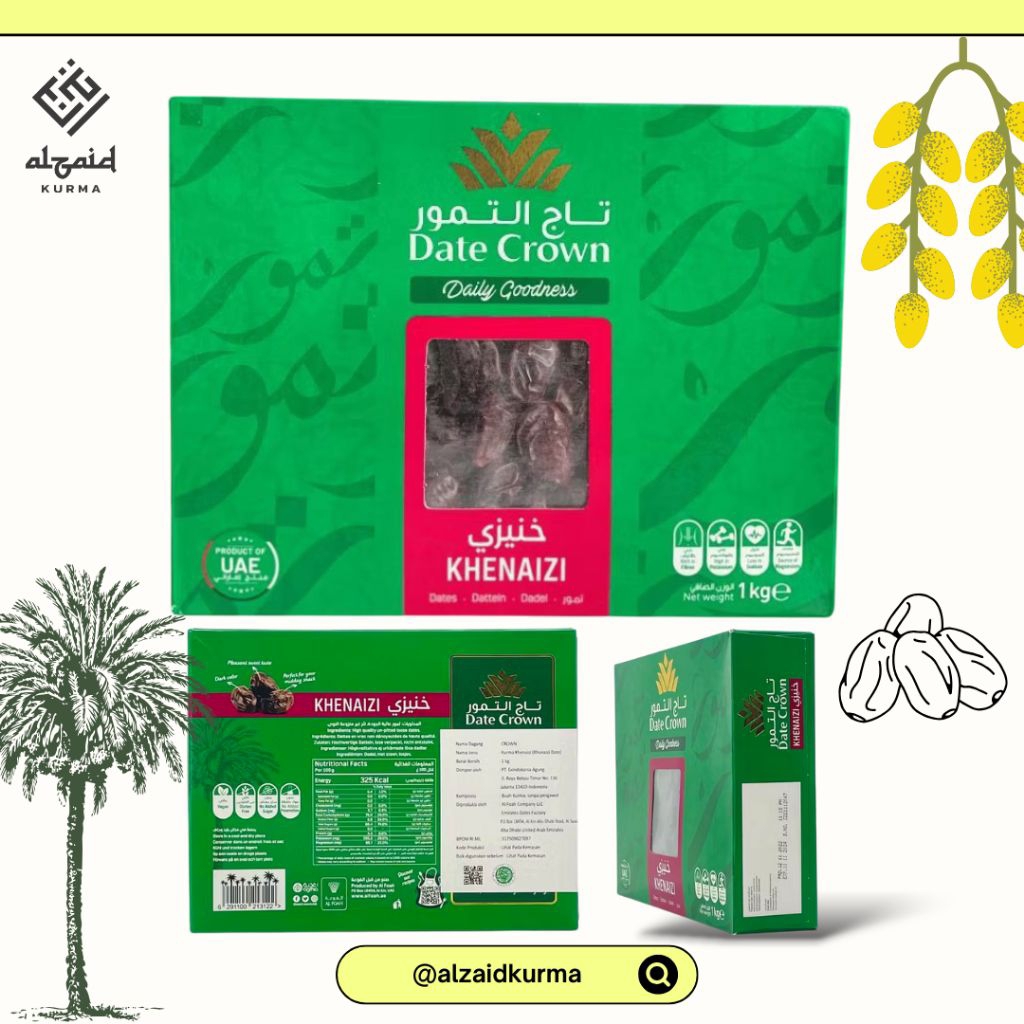 

Kurma Khenaizi Dates Crown 1kg Kurma Date Crown Box 1kg UEA Expired Terbaru