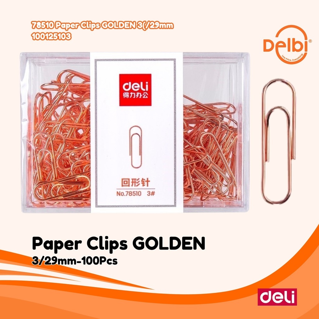 

DELI Paper Clips GOLDEN PENJEPIT KERTAS CANTIK