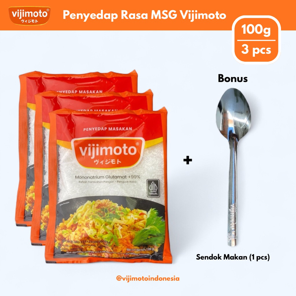 

VIJIMOTO - Penyedap Rasa MSG Vijimoto 100g (3 pcs) Berhadiah 1 Sendok Makan - Micin - MSG