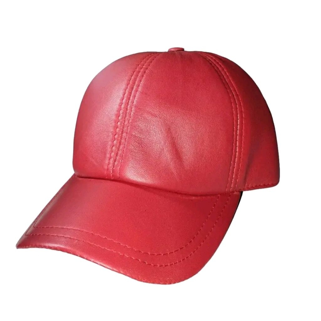 Topi Baseball Kulit Asli Warna Merah Ukuran Dewasa Bahan Premium Cocok Untuk Lingkar Kepala 54cm - 5